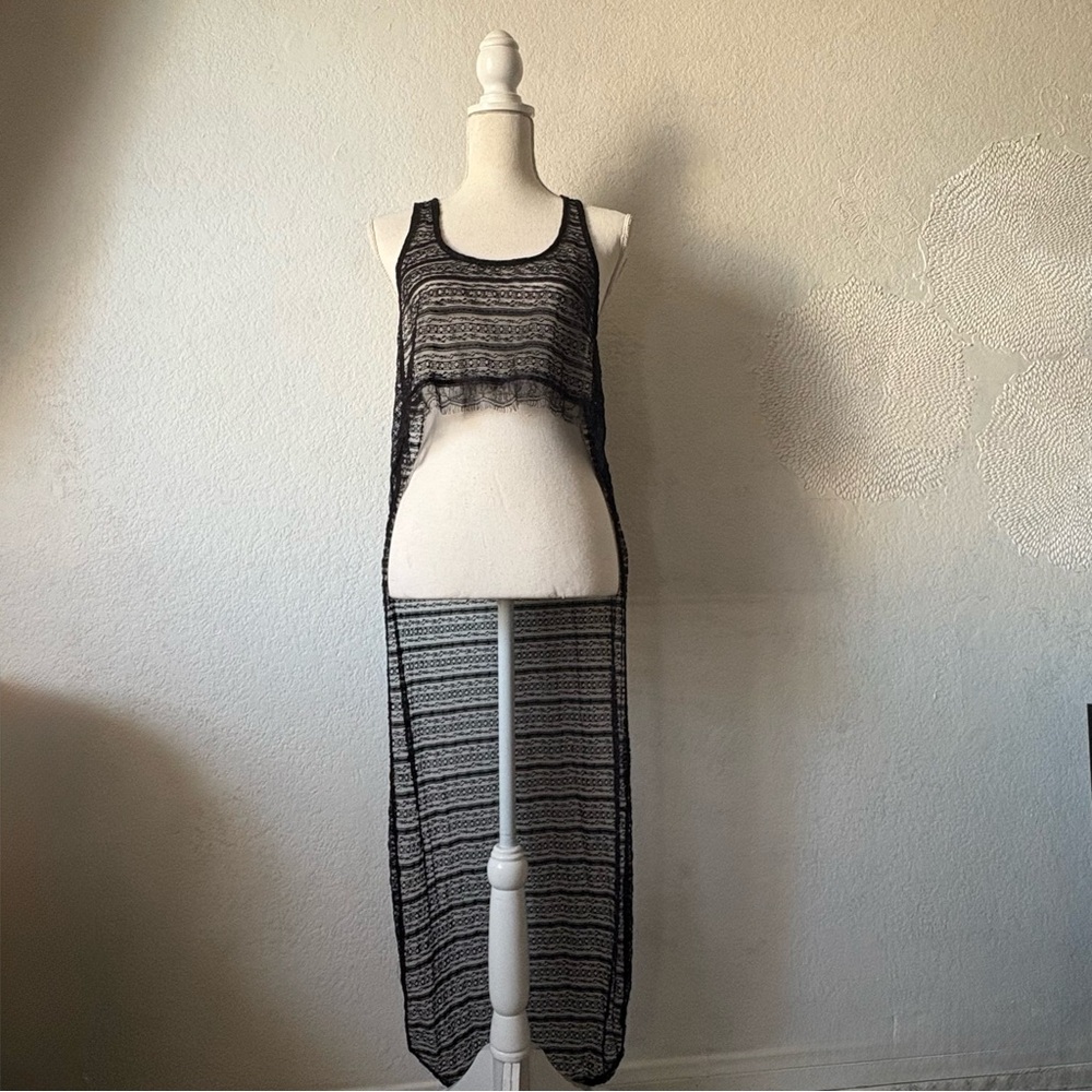 Kimchi Blue Black Lace Sheer Tank Cover-Up